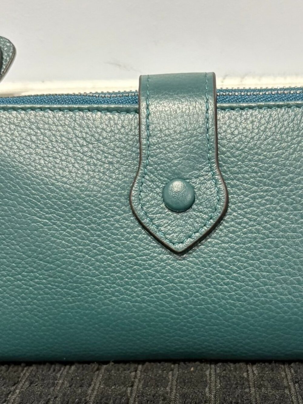 Bveyzi Teal RFID Blocking Zip-Around Women’s Faux Leather Wallet, Zipper